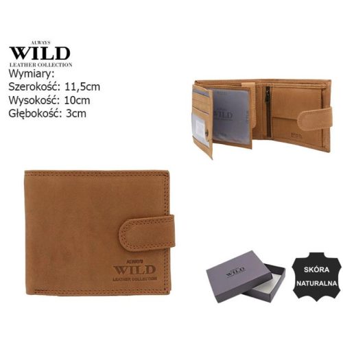 Wild barna férfi bőr pénztárca 10 × 11,5 cm