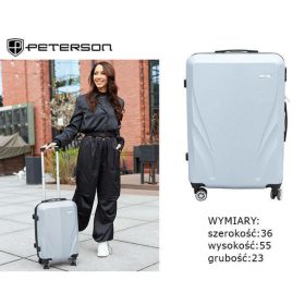   Peterson ezüst színű, keményfalú bőrönd 55 × 36 × 23 cm