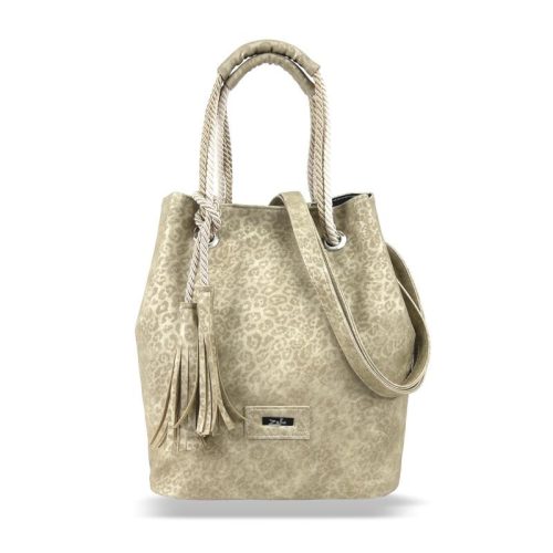 Zellia C200 bézs, párduc mintázatú női válltáska 33,5 x 28 x 12 cm 