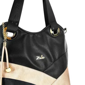   Zellia ZLB451 Brw fekete-arany női oldaltáska válltáska 32 x 31 x 11 cm