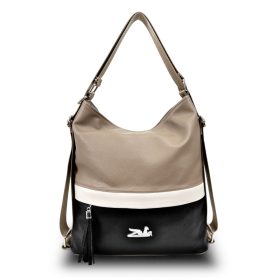   Zellia női taupe-fekete hátizsákká alakítható válltáska 37 × 32 cm
