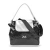 Zellia fekete-ezüst krokodilmintás női válltáska, crossbody 31 x 28 x 12 cm