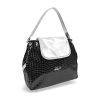 Zellia fekete-ezüst krokodilmintás női válltáska, crossbody 31 x 28 x 12 cm
