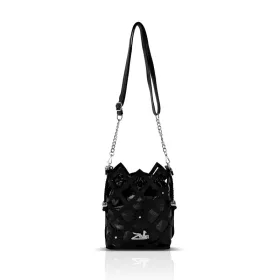   Zellia 26050 fekete virágdíszes vödörtáska, bucketbag 23 x 19,5 x 7,5 cm