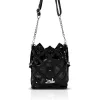 Zellia 26050 fekete virágdíszes vödörtáska, bucketbag 23 x 19,5 x 7,5 cm