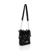 Zellia 26050 fekete virágdíszes vödörtáska, bucketbag 23 x 19,5 x 7,5 cm