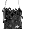 Zellia 26050 fekete virágdíszes vödörtáska, bucketbag 23 x 19,5 x 7,5 cm