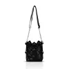 Zellia 26050 fekete virágdíszes vödörtáska, bucketbag 23 x 19,5 x 7,5 cm