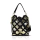 Zellia 26050 fekete-arany virágdíszes vödörtáska, bucketbag 23 x 19,5 x 7,5 cm