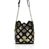 Zellia 26050 fekete-arany virágdíszes vödörtáska, bucketbag 23 x 19,5 x 7,5 cm