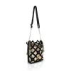 Zellia 26050 fekete-arany virágdíszes vödörtáska, bucketbag 23 x 19,5 x 7,5 cm