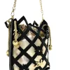 Zellia 26050 fekete-arany virágdíszes vödörtáska, bucketbag 23 x 19,5 x 7,5 cm
