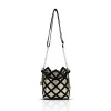 Zellia 26050 fekete-arany virágdíszes vödörtáska, bucketbag 23 x 19,5 x 7,5 cm