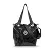 Zellia fekete krokodilbőr mintás női válltáska, crossbody 37 x 33 x 15 cm