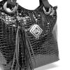 Zellia fekete krokodilbőr mintás női válltáska, crossbody 37 x 33 x 15 cm
