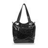 Zellia fekete krokodilbőr mintás női válltáska, crossbody 37 x 33 x 15 cm