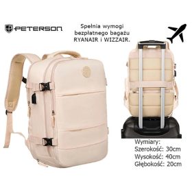   Peterson bézs Ryanair-Wizzair poggyász hátizsák, 40 × 30 × 20 cm