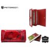 Peterson mintás, piros színű női bőr pénztárca, RFID 19,5×10 cm