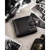 Peterson fekete férfi bőr pénztárca kulcstartóval, RFID 13×10 cm
