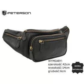 Peterson fekete férfi bőr övtáska 37×14 cm