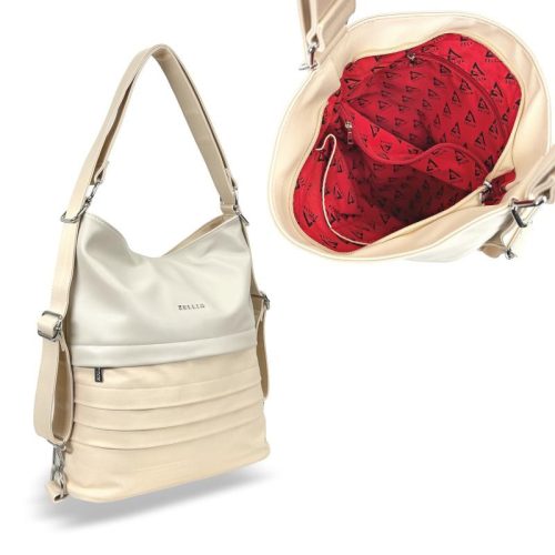 Zellia Női Válltáska/Hátizsáká Alakítható Hz-111 Beige-Arany - Y678 -