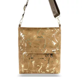   Zellia Zlb274 női taupe- arany márványos mintázatú oldaltáska 28 x 26 x 6 cm