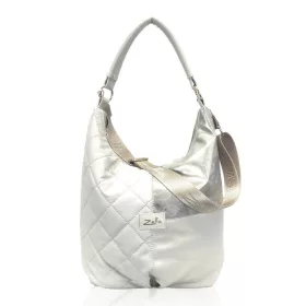   Zellia 21040 ekrü-ezüst steppelt női válltáska 40 x 30 x 15 cm