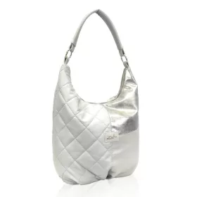   Zellia 21040 ekrü-ezüst steppelt női válltáska 40 x 30 x 15 cm