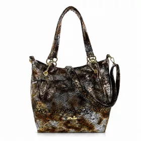   Zellia  Zlb475  Python fekete piton mintás női válltáska, oldalpánttal 34 x 29 x 14 cm
