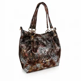   Zellia  Zlb475  Python fekete piton mintás női válltáska, oldalpánttal 34 x 29 x 14 cm