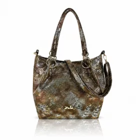   Zellia Zlb475 Python bronz-ezüst női válltáska, oldaltáska 34 x 29 x 14 cm