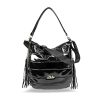 Zellia fekete lakk női válltáska, crossbody  32 x 31 x 11 cm