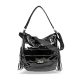 Zellia fekete lakk női válltáska, crossbody  32 x 31 x 11 cm