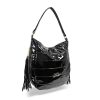 Zellia fekete lakk női válltáska, crossbody  32 x 31 x 11 cm
