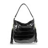 Zellia fekete lakk női válltáska, crossbody  32 x 31 x 11 cm