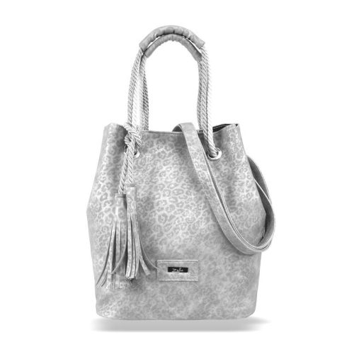 Zellia C200 ezüst, párduc mintázatú női válltáska 33,5 x 28 x 12 cm