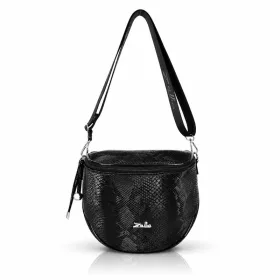   Zellia Zlb12 Python fekete piton mintás patkó táska, oldaltáska 25 x 23 x 11 cm