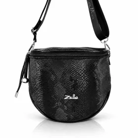   Zellia Zlb12 Python fekete piton mintás patkó táska, oldaltáska 25 x 23 x 11 cm