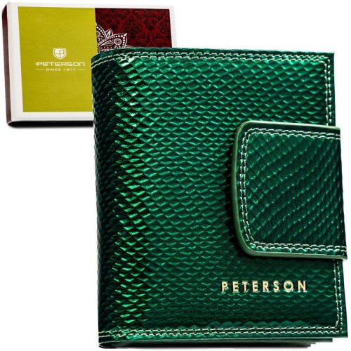 Peterson zöld női bőr pénztárca 10.5 x 8.5 x 3 cm