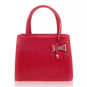   Zellia női, nyomott mintás, masnis piros kézitáska, divattáska