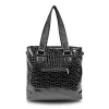 Zellia 23104 fekete lakk, krokodilmintás női válltáska 38 x 36 x 13 cm
