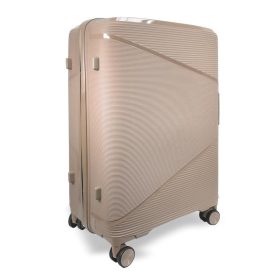   Zellia drapp közepes méretű, keményfalú bőrönd 65 x 44 x 25 cm