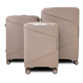   Zellia drapp 3 db-os, keményfalú bőrönd szett 55-65-75 cm