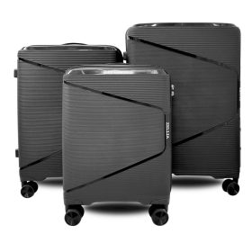   Zellia fekete 3 db-os, keményfalú bőrönd szett 55-65-75 cm