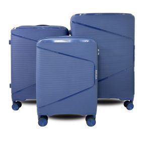 Zellia kék 3 db-os, keményfalú bőrönd szett 55-65-75 cm