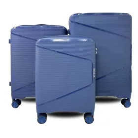 Zellia kék 3 db-os, keményfalú bőrönd szett 55-65-75 cm