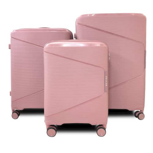 Zellia rosegold 3 db-os, keményfalú bőrönd szett 55-65-75 cm