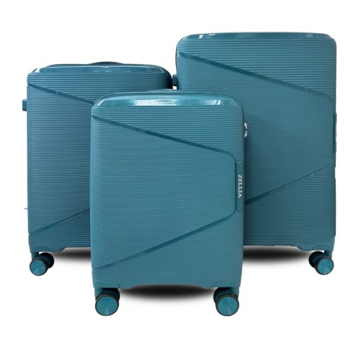 Zellia türkiz 3 db-os, keményfalú bőrönd szett 55-65-75 cm